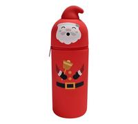 Genérico Standing Pencil Pouch - Silicone 8.27 Inch | Pencil Case Pouch | with Santa Retractable Bag Christmas School Supplies, Pèncil Bag Cute Stationery Pen Case | for School Classroom Office