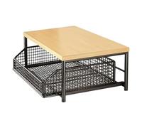 Genérico Standing Storage Shelves - Double Level Utility Station for Apartment | Black Carbon Steel Frame Plus Raised Side Rails & Heavy Duty Base for Shower, Bar, Laundry and Office