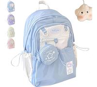 Genérico Star Backpack, Rosy Posy Pink Backpack Womens, Clear Drawstring Back Pack, Large Capacity, Durable Waterproof with Pendant (blue)