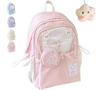 Genérico Star Backpack, Rosy Posy Pink Backpack Womens, Clear Drawstring Back Pack, Large Capacity, Durable Waterproof with Pendant (pink)