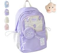 Genérico Star Backpack, Rosy Posy Pink Backpack Womens, Clear Drawstring Back Pack, Large Capacity, Durable Waterproof with Pendant (purple)