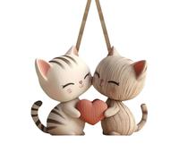 Genérico Statua del Gatto - Legno 10cm | Bidimensionale In Legno - Decorazione per Camera da di Coppie con Gatti - per Camera da, per Occasioni Romantiche e per Compleanni Femminili | Scultu