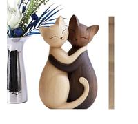 Genérico Statua del Gatto - Legno 10cm | Bidimensionale In Legno - Decorazione per Camera da di Coppie con Gatti - per Camera da, per Occasioni Romantiche e per Compleanni Femminili | Scultu