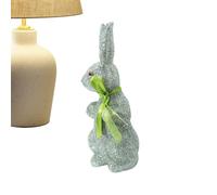 Genérico Statue De Lapin - Avec Noeud Mousse Paillettes Décor Maison | Décor De Jardin Lapin Pâques, Pour Jardin Extérieur Cour Porche Porte Table Coin Intérieur Fête Printemps Bureau Salle
