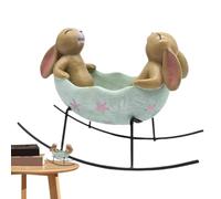 Genérico Statues Bunny Decor,Rabbit Figurines for Easter Ornaments - Creative Tabletop Rabbit in Bathtub Cradle Ornament for Porch, Patio, Balcony, Yard