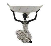 Genérico Statues For Home Decor - African Woman Holding Leaves Bowl Statue | Resin Boho Tribal Collectible For Living Room Entryway Dining Table Indoor Outdoor Garden Desktop