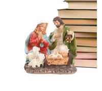 Generico Statues Religieuses Figurine | Crèche Noël Sainte Famille Résine Spirituel Accessoire Décoratif Intérieur Cheminée Table Bureau Salon Chambre Hôtel Maison Dormoir Croyance Cadeau Fête