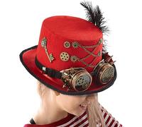 Genérico Steam Punk Hat - Felt, Adjustable Top Hat With Goggles Design | Costume Headwear For Theater And Cosplay, Steampunk Outfit Accessory For Men, Women, Teens, Adults, Circus, Renaissance Fair