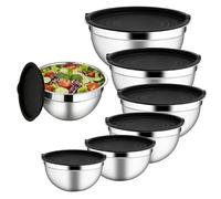 Genérico Steel Mixing Bowls - 7 Pieces Airtight Lids Stainless Steel Nesting Round, Salad Making Mixing Bowls| For Sauce Snacks Eggs Seasonings Vegetables Dough Fruits