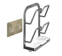 Genérico Steel Pot Lid Holder - Carbon Steel Kitchen Pot Lid Storage Rack, Countertop - -Holder, -, Carbon- No-Drill Stand With Tray, Organizer And Storage For Mitt Spoon Cuttin