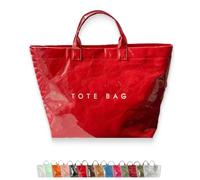 Genérico Stellaya Womens Letters Print Tote Bag, PVC Fashion Tote Handbags Shoulder Bag, Simple Modern Totes, Large Capacity Bags (Red)