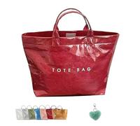 Genérico Stellaya Womens Letters Print Tote Bag, Stellaya Fashion Retro Tote Bag, Large PVC Kraft Material (Red)