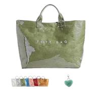 Genérico Stellaya Womens Letters Print Tote Bag, Stellaya Fashion Retro Tote Bag, Large PVC Kraft Material (Green)