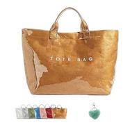 Genérico Stellaya Womens Letters Print Tote Bag, Stellaya Fashion Retro Tote Bag, Large PVC Kraft Material (Khaki)
