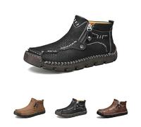 Genérico Stepthetop Motorcycle Boots (Hand-Stitched Genuine Leather Boots) (Wide Toe, Waterproof, Anti-Slip) Suitable for Work, Driving, Hiking (Black,46)