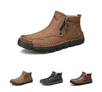 Genérico Stepthetop Motorcycle Boots (Hand-Stitched Genuine Leather Boots) (Wide Toe, Waterproof, Anti-Slip) Suitable for Work, Driving, Hiking (Light brown,40)