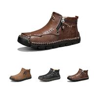 Genérico Stepthetop Motorcycle Boots (Hand-Stitched Genuine Leather Boots) (Wide Toe, Waterproof, Anti-Slip) Suitable for Work, Driving, Hiking (Dark brown,41)