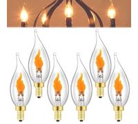 Genérico Stereover Light Bulb, E12 LED Flickering Flame Decoration Light Bulbs - Perfect Ambiance for Halloween Christmas, 3W Candelabra Flame Tip Bulbs with Clear Glass (6pcs)