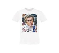 Generico Steve McQueen 11002 Camiseta Urban Men Hombre 100% Algodón Fiammado BS, blanco, XL