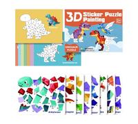 Genérico Sticker Book - Educational Travel Activity 3D Geometric Collage Sticker For Kids Stickers by Numbers Book Puzzle Learning Toy For Airplane Car Train Home