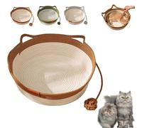 Genérico Stimulicat Cat Bed, Handwoven Cotton Rope Cat Basket with Built-in Teasing Ball, Scratchable & Breathable Round Sleeping Nest, Easy-to-Clean Pet Nest for Small Large Cats Dog (Brown,Medium)