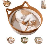Genérico Stimulicat Cat Bed, Stimulicat Handwoven Basket, Cat Bed Rope Cotton, Foldable Scratchable Hammock with Cats Ear Design, Breathable & Easy to Clean, for Small & Large Pets (Brown,Small)