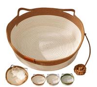 Genérico Stimulicat Cat Bed, Stimulicat Handwoven Cat Basket, Foldable Round Cotton Rope, Scratch Resistance Easy to Clean, for Small & Large Cats & Dog (Brown,Large)