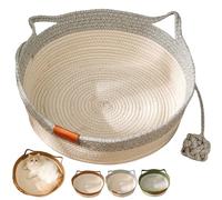 Genérico Stimulicat Cat Bed, Stimulicat Handwoven Cat Basket, Foldable Round Cotton Rope, Scratch Resistance Easy to Clean, for Small & Large Cats & Dog (Gray,Small)