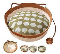 Genérico Stimulicat Cat Bed, Stimulicat Handwoven Cat Basket, Foldable Round Cotton Rope, Scratch Resistance Easy to Clean, for Small & Large Cats & Dog (Brown with Cushion,Medium)