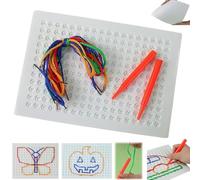 Genérico Stitch Board for Kids Thread,Children's String Weaving Drawing Board DIY Sensory Games,Threading Board Bending Without Deformation with Pen Colored Ropes Art Kit