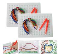 Genérico Stitchs Grid for Kids,Sensorys Thread Board's,DIY Children's String Weaving Drawing board’s,Stitchh Board's Game with Pen and Colored Rope,Threading BoardFor Kid (2PCS)