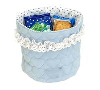 Genérico Storage Basket - Fabric Lace Design Aesthetic With Handles, Neat Organization And Quick Access, Organizer For Closet Bathroom Kids Room Nursery Baby For Desk, Soft Beige Color Accent