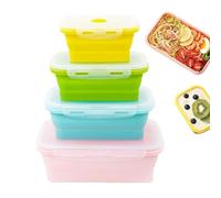Genérico Storage Boxes, Folding Meal Prep, Portable Silicone Bowls, Odor Resistant Stackable Material, Microwave Dishwasher Safe Tech, Home Dining Gear, Assorted 4 Piece Multi Size Kit Vibrant