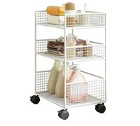 Genérico Storage Rolling Cart - 3 Tier Laundry Room Organization Utility Trolley, Bathroom Organizer Utility with Wheels, Rolling Cart Organizer | For Kitchen Office Cleaning College Laundry Bathroom