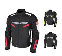 Genérico STORM Chaquet moto para hombre de pana impermeable protectora homologada CE para carreras para todas las estaciones con brazos desmontables (FR/ES, Letras, S, Regular, Regular, Negro/Rojo)
