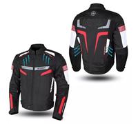 Genérico STORM Chaquet moto para hombre de pana impermeable protectora homologada CE para carreras para todas las estaciones con brazos desmontables (FR/ES, Letras, L, Regular, Regular, Negro/Rojo)