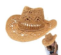 Genérico Straw Cowboy Hats Women, Music Festival Hat, 22.05x23.62in Breathable Beach Headgear for Outdoor Enthusiasts, Summer Farm Work, Camping, Hiking, Music Theme Party and More