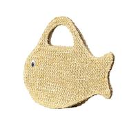 Genérico Straw Fish Shape - Small Summer Beach Clutch for Vacation Wedding Festival Party Use | Natural Raffia Handmade with Woven Purse, Lightweight Zipper Handbag for Coastal Outdoor Accessory