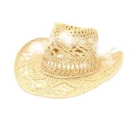 Genérico Straw Hat - Wide Brim Sun Hat | Cowboy Straw Hats | Sun Protection Beach | Wide Brim Sunblock Headdress for Outdoor Enthusiasts Summer Hiking Travel Music Festival Theme Party Farm Work