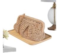 Genérico Straw Purse Trendy | Woven Shoulder Clutch | For Road Trip, caqui, Se référer au descriptif