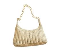 Generico Straw Shoulder Bag - Small Woven Summer Purse, Beach Vacation Travel Handbag for Wedding Party Work Date Shopping Commuting Use, Lightweight Boho Style Tote Bag 9.84x8.27x2.95in, beige,