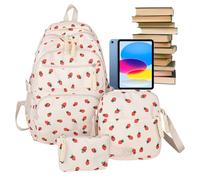Genérico Strawberry Backpack, School Bag, Travel Set, Matching Shoulder Knapsack with Pouch, Zipper Pen Purse Accessory, for Kindergarten Students, Daily Commute, Outdoor Trips, Camping Adventures