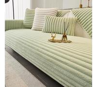 Genérico Striped Thickened Faux Rabbit Plush Sofa Cover,Winter Warm Soft Cozy Sectional Couch Cover,Washable Non-Slip Solid Color Furniture Protector Blankets for Bed,Bedroom,Office,Living Room