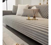 Genérico Striped Thickened Faux Rabbit Plush Sofa Cover,Winter Warm Soft Cozy Sectional Couch Cover,Washable Non-Slip Solid Color Furniture Protector Blankets for Bed,Bedroom,Office,Living Room