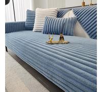 Genérico Striped Thickened Faux Rabbit Plush Sofa Cover,Winter Warm Soft Cozy Sectional Couch Cover,Washable Non-Slip Solid Color Furniture Protector Blankets for Bed,Bedroom,Office,Living Room