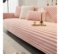 Genérico Striped Thickened Faux Rabbit Plush Sofa Cover,Winter Warm Soft Cozy Sectional Couch Cover,Washable Non-Slip Solid Color Furniture Protector Blankets for Bed,Bedroom,Office,Living Room