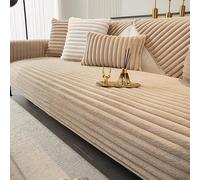 Genérico Striped Thickened Faux Rabbit Plush Sofa Cover,Winter Warm Soft Cozy Sectional Couch Cover,Washable Non-Slip Solid Color Furniture Protector Blankets for Bed,Bedroom,Office,Living Room