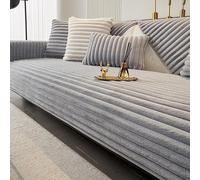 Genérico Striped Thickened Faux Rabbit Plush Sofa Cover,Winter Warm Soft Cozy Sectional Couch Cover,Washable Non-Slip Solid Color Furniture Protector Blankets for Bed,Bedroom,Office,Living Room