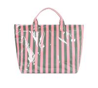 Genérico Striped Tote Handbag - Waterproof Glossy Pool Bag for Travel Use | PVC Coated Fabric Large Capacity Carryall with Zipper Closure, Lightweight Shoulder Tote for Summer Beach Gym Shopping Bag