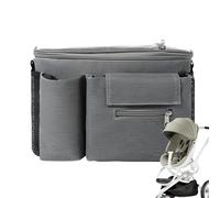 Genérico Stroller Caddy, Stroller Organizer Bag, Waterproof Storage, Transparent Touch Control Pocket, Secure Strap Design, Black/Gray, Ideal for Baby Car Travel, Moms, Kids